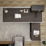 SAINTCY 86" Executive Desk with Drawers - L Shaped Desk with File Cabinet, Black Executive Office Desks with LED Light