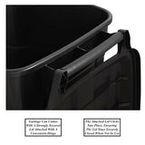 2 PCS 45 Gallon Heavy Duty Plastic Garbage Cans Trash Cans Rubbish Bin Attached Lid 2 Built in Rugged Wheels Easy Grip Handle