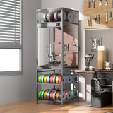 Crafit 3D Printer Cabinet with 48 Spools Filament Storage Rack, 3D Printer Enclosure with Ventilation, Thermo-Hygrometer and LED Light