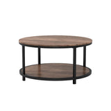 NSdirect Round Coffee Table,36" Coffee Table for Living Room,2-Tier Rustic Wood Desktop with Storage Shelf Modern Design Home Furniture(Light Walnut)