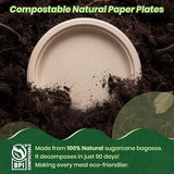 Yarmchahk Disposable Paper Plates, 6 inch Heavy Duty Paper Plate, Soak and Cut Proof, Natural Biodegradable Bagasse Plates for Microwave, Dinner, Party, Picnic,125 Pack