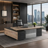 70.86 inch Inch Large Executive Desk with Drawers Cabinet, L Shaped Office Desk, Computer Desk