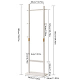 Clothes Rack Heavy Duty, Small Hanging Rack Hall Tree, Very Sturdy Coat Rack Stand White USYD-201 Aibiju