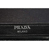 Prada Blue Black Glace Leather Studded Trim Crossbody Handbag 1BD147