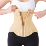 Waist Cincher for Women Shapewear Workout Girdle Tummy Control Shaper Slimming Waist Trainer Corset with Zipper (Apricot, Small)