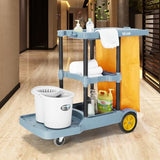 Commercial Traditional Cleaning Janitorial 3-Shelf Cart, 500 Lbs Capacity Housekeeping Cart,