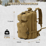 AUMENTAR Small Military Tactical Backpack, 30L Tactical Assault Bag for Men, Army Assault Rucksack GYM Hiking Backpack Bug Out Bag Khaki
