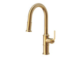 Gerber Kinzie Single Handle Gold Kitchen Faucet with Pull-Down Sprayer - Industrial Farmhouse Design, High Arc, Easy 1-Hole Installation in Brushed Bronze, D454437BB