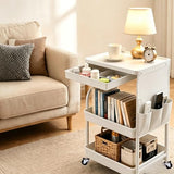 BLULEE 3-Tier Rolling Storage Cart with Pull-Out Drawer & Side Organizer