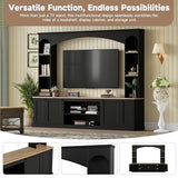 MLZTINGR Entertainment Center with Bookshelves Wall Unit Entertainment Center, Elegant Arched Farmhouse TVs Up to 70", 91 Inch TV Stand