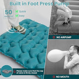 Seektain Inflating Sleeping Pad Mattress for Camping: Inflatable Camping Bed with Built-in Foot Pump for Tent - 4" Extra Thick Mat Air Cot for Floor - Blue