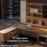 94 inch Modern L Shaped Executive Desk with 2 Drawers, Luxury Large Single Office Long Boss Desk