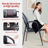 CLATINA Heavy Duty Guest Chairs with Arms, Big and Tall Wide Leather 500 LBS Reception Chairs Without Wheels, , Black
