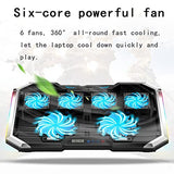 Laptop Cooler Six Fan Led Screen Two Port RGB Lighting Cooling Pad Notebook Stand for Laptop 12-17 Inch