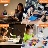 Vicsoon Desk Lamp with Wireless Charger, LED Desk Lamp for Home Office with Pen Holder, Dimmable Eye-Caring Study Desk Light