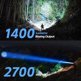 FORTO Compact Rechargeable Spotlight with Adjustable Focus,Long Running Handheld Spot Light with Foldable Stand,LED Spot Lights Outdoor for Boating Hunting Camping Hiking