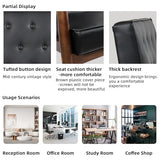 Black Leather Accent Chairs Set of 2, Waiting Room Chairs with Wood Arms, Office Guest Arm Chair