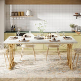 Tribesigns Modern Dining Table, 63" Large Kitchen Table for 4-6 People, Unique Rectangular Dinner Table