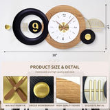 AXAORIRA 38x17 Inches Wall Clock Battery Operated Silent Non-Ticking, Modern Large Decorative Analog Clocks for Living Room, Bedroom, Apartment - Abstract Art Home & Office Decor, Easy to Read