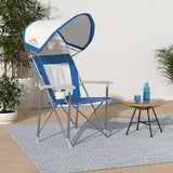 GCI Outdoor Sunshade Captain's Chair | Collapsible Folding Canopy Shade Chair with Durable Armrests, Drink Holder & Portable Carry Bag, Perfect for Beach Trips & Picnics — Saybrook Blue