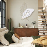 Anmotpe 30 inch Metal Feather Large Modern Wall Clock, Silent Non-Ticking Decorative Clocks for Living Room, Bedroom, Dining Room