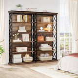 Tribesigns 6-Tier Bookcase, 71 Inches Industrial Bookshelves and Bookcases, Floor Standing 5 Shelf Display Storage Shelves, Brown and Black