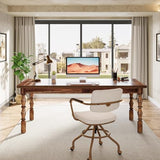 Large Executive Office Desk, 62.2-Inch Farmhouse Modern Computer Desk, Mid Century Study (Walnut)