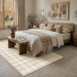 WondRg 9x12 Beige Plaid Living Room Area Rug