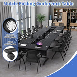 Usosidam Folding Conference Room Table, Modular Mobile Large Flip-Top Training Table