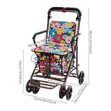 Heavy Duty Foldable Shopping Cart with Seat Shopping Carts for Seniors with Double Brake & Footrest