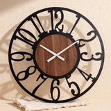 AMAATE 40 Inch Giant Oversized Industrial Wood Wall Clock with Iron Frame & Artful Cutout Numerals, Silent Battery Operated, Grand Statement Piece for Farmhouse Foyers Offices Commercial Home Décor