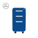 Laura Davidson Furniture Stockpile Slim 3-Drawer Mobile File Cabinet with Lock - Under Desk Metal Filing Cabinet, Legal/Letter File Folders, Wheels and Stationary Feet