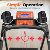 Lastforever Walking Treadmills with Extended Handrails, 2.5HP Quiet Motor, Heart Rate Monitor, 310 lbs Capacity, Treadmill for Seniors, Recovery & Home Jogging