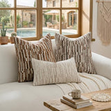 a moment Boho Throw Pillow Covers Set of 2,Striped Decorative Rustic Farmhouse Pillow Cases,Aesthetic Modern Home Decor Couch Cushion Covers for Bed Sofa Living Room 26"X26"Dark Brown