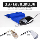 Club Scrub Towel Pro, Golf Club and Ball Cleaning Pouch with Attached Towel, Waterproof Exterior + More (Blue)