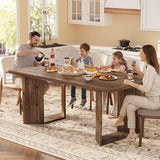 TRIBEWOOD Dining Table for 4-6, 63 Inch Farmhouse Solid Wood Dining Table