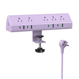 Jgstkcity Desk Clamp Power Strip USB C 45W,Surge Protector,Purple