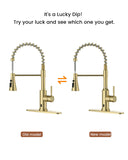 DAYONE Brushed Gold Touchless Kitchen Sink Faucets with Soap Dispenser, Pull Down Smart Hands-Free Spring Faucet for Kitchen Sink Motion Sensor Touch Faucet High Arc