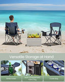 SONGMICS Camping Chair, Folding Oversized Chair, Comfortable and Heavy-Duty, 352 lb Weight Capacity, Adjustable Armrests with Cooler Bag, Storage Bag, Breathable Mesh, Bijou Blue UGCB060Q01