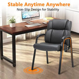 Leather Guest Chair with Padded Arm Rest for Reception Meeting Conference and Waiting Room
