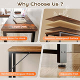 Huuger 63 Inch L Shaped Desk with Power Outlets and USB-C Port, 0.95 Inch Thicker Desktop, Reversible Computer Desk, Rustic Brown