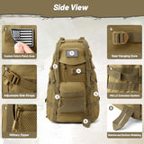 AUMENTAR 50L Tactical Backpack for Men and Women, Water-Resistant Molle Rucksack, Large Military Assault Pack for Hiking, Hunting, Camping, Gym & Outdoor Survival Khaki