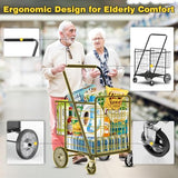 Heavy Duty Utility Cart with Double Basket & Removable Waterproof Liner with Lid for Laundry