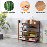 Suwoic Bamboo Shoe Rack Organizer, 5 Tier Shoe shelf Storage Organizer, For Entryway, Hallway, and Closet (Brown-39.4")