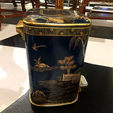 SKipdr Garbage Recycling Bin Sophisticated and Eleganthousehold Trash Can Hand-Painted Color Lacquered Gold Leaf