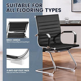 Yaheetech Faux Leather Office Reception Chair Without Wheels Mid Back Ergonomic Guest Chairs for Conference