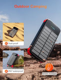 MINRISE Solar Charger Power Bank, 40000mAh Portable Charger PD 20W Fast Charging Solar Power Bank Built in 4 Cables and USB-C in/Output, Camping Essentials External Battery Pack with Flashlights