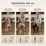 Wooden Bar Stools Set of 4, 24.8” Counter Height Stools with Rubberwood Legs & Ergonomic Backrest