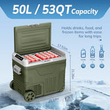 Star 12 Volt Refrigerator,53QT(50L)Electric Cooler Compressor, Portable Refrigerator -4℉~68℉, GREEN