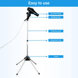 Shouken Adjustable Hands-Free Hair Dryer Stand Holder 360 Degree Rotation,Blow Dryer Holder Countertop With Non-Slip Tripod and Universal Clip